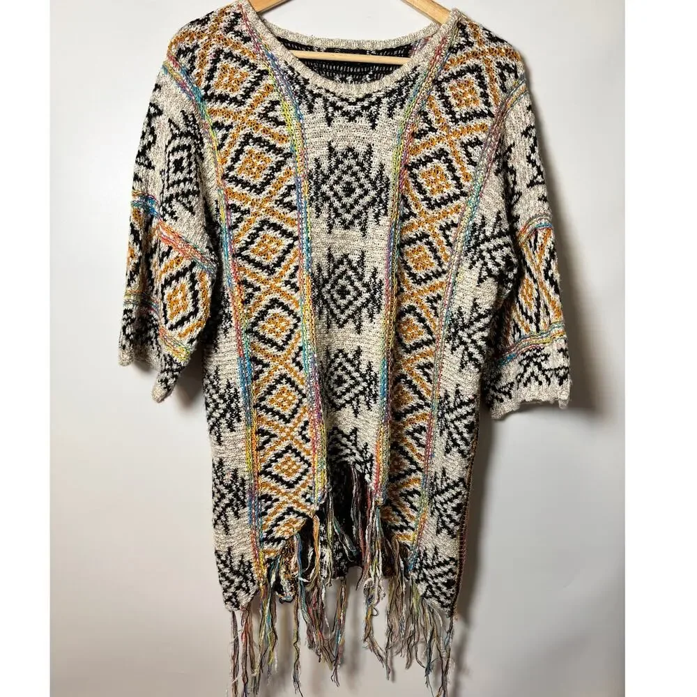 Vintage Baciano Tassel Fringe Sweater Womens Size XL